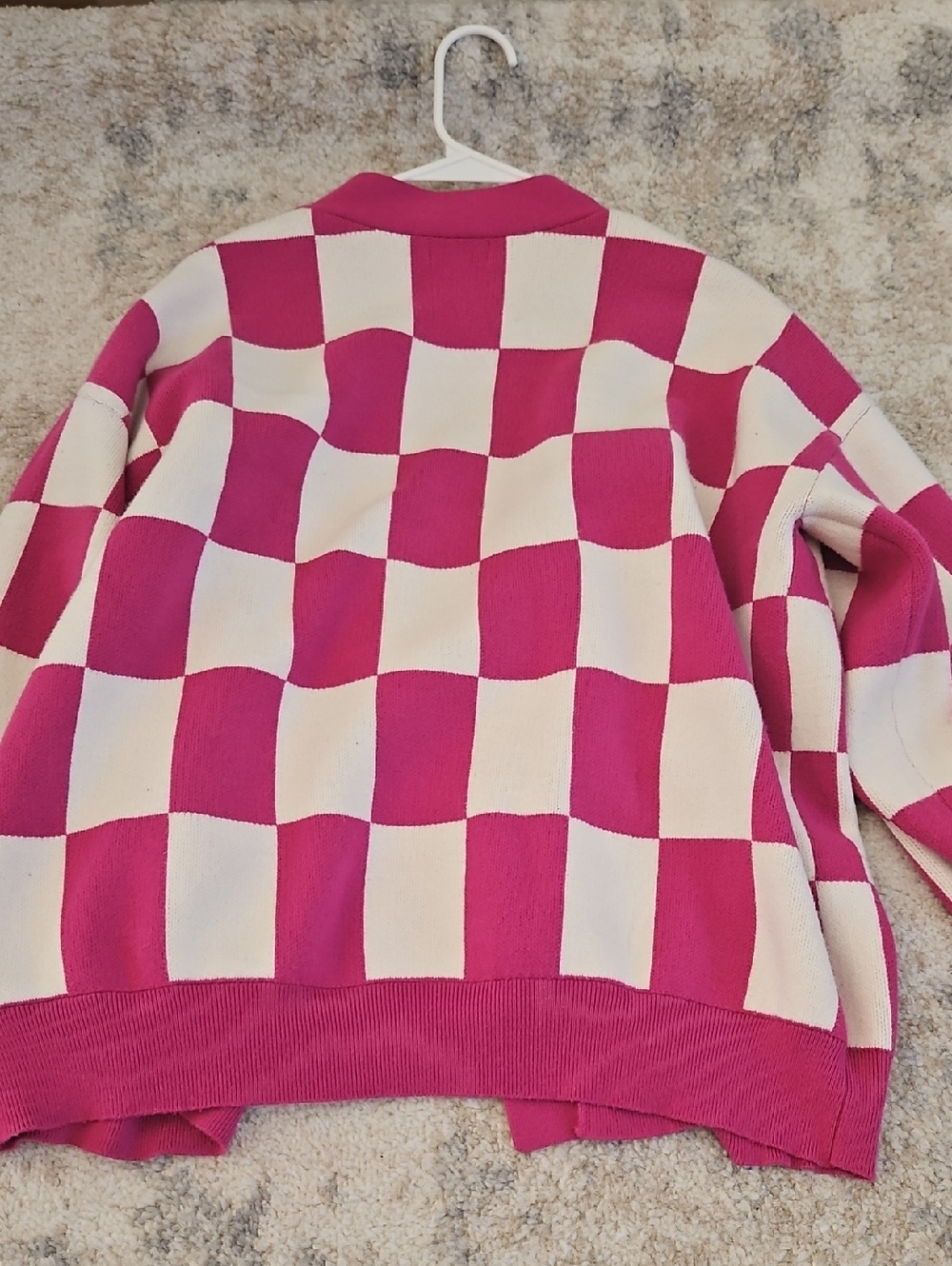 Pink Lily Pink & White Checkerboard Open-Front Cardigan - Picture 6 of 6